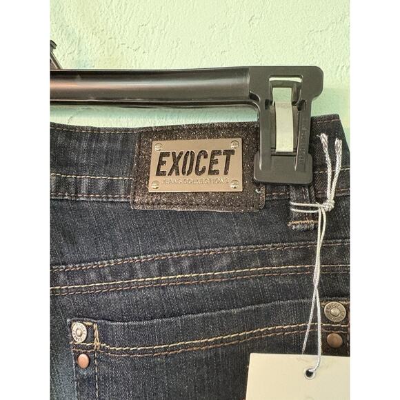 Exocet Juniors Size 3 Denim Blue Jeans Embroidered Rhinestone Pockets 29x30 - Picture 5 of 5